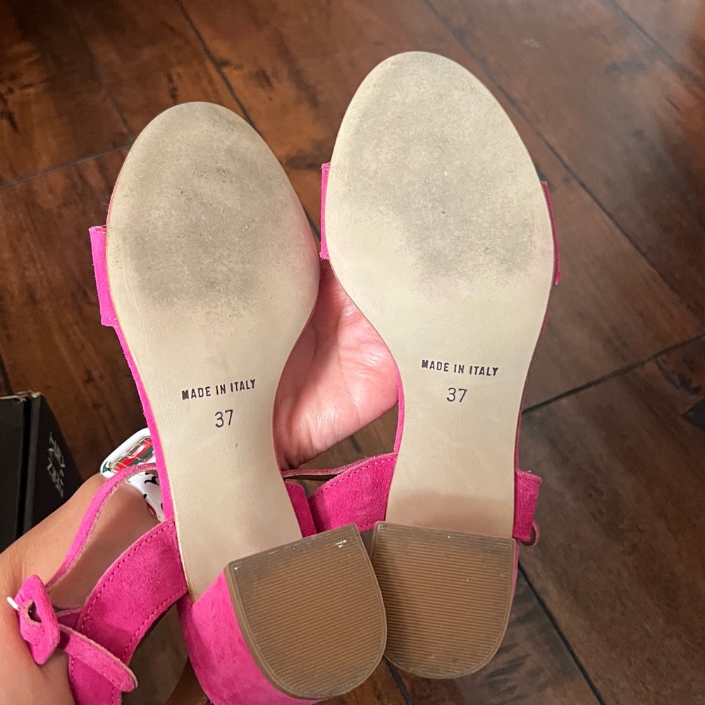 Women’s Hot Pink Suede Ankle-Strap Sandals - Size 6½ - Picture 4 of 4